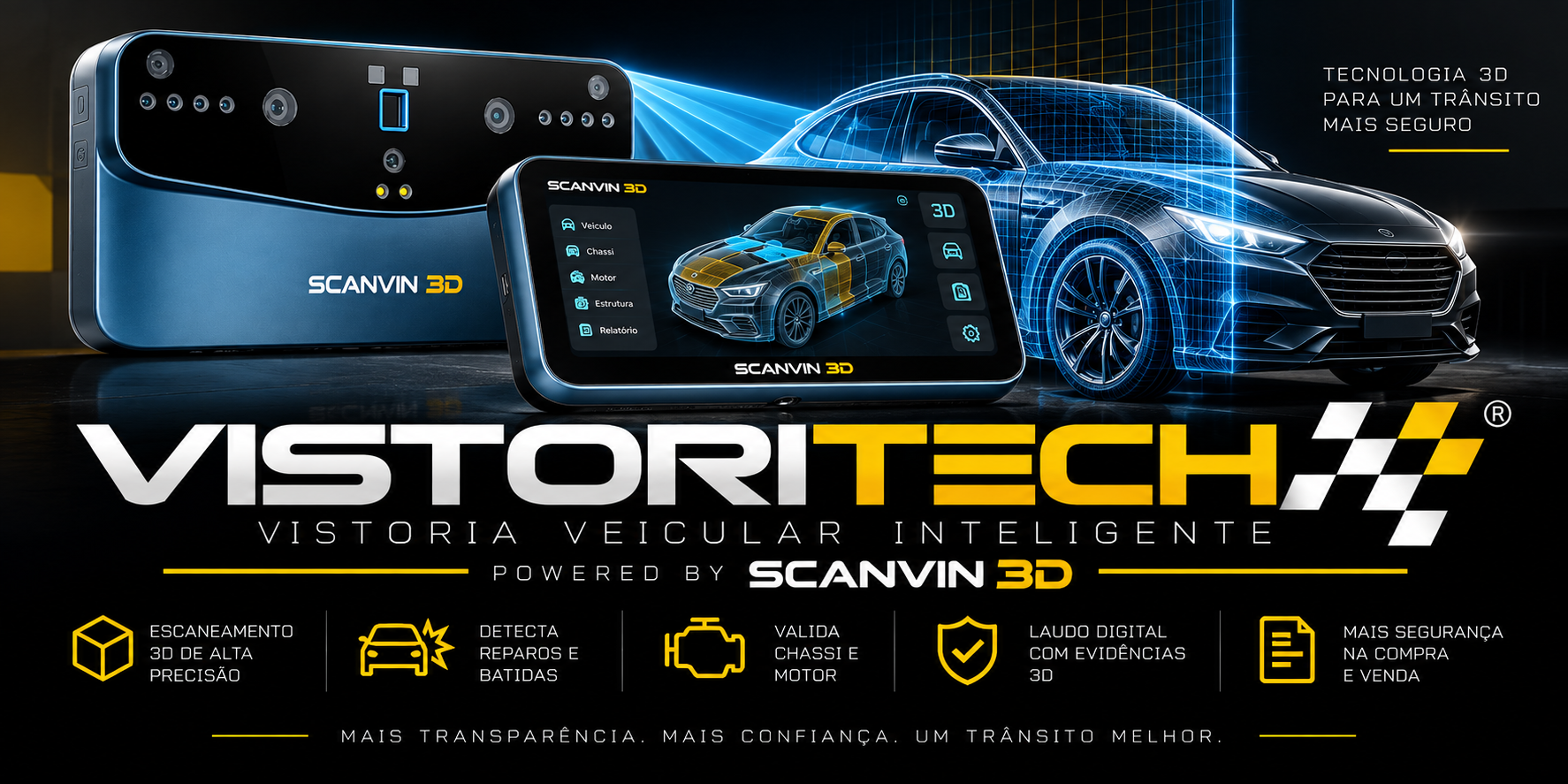 Sistema Scanvin 3D escaneando um veículo